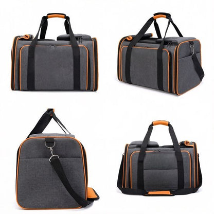 Grote Uitbreidbare Huisdier Reistas - 48x31x80 cm - Draagtas Hond - Draagtas Kat - Kattentas - Draagtas voor Katten & Kleine Honden - Tot 8kg - Opvouwbaar - Ventilerend - Met Bagageband & Schouderband - Met Opbergvakken - Oranje