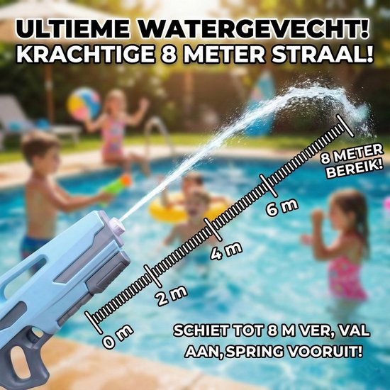 54cm Super Waterpistool - 1200ml Grote Tank, 8m Schietbereik - Waterpistool - Watergeweer - Super Soaker - Duurzaam Waterspeelgoed, Geschikt voor Strand en Tuin - Buitenspeelgoed voor Kinderen en Volwassenen - 54x22x7cm - Blauw, Grijs