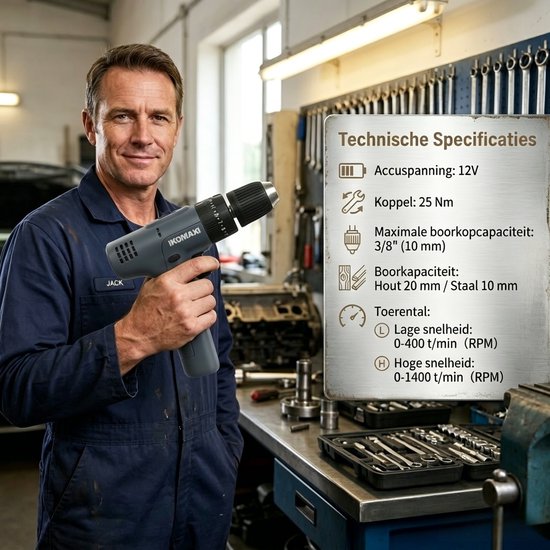 Gevulde Gereedschapskoffer - Accuboormachine Set in Koffer - Complete Gereedschapsset inclusief Handgereedschap en Borenset - 10mm - Type-C Oplaadbaar - Inclusief Schroevendraaiers, Tang en Accessoires - Zwart