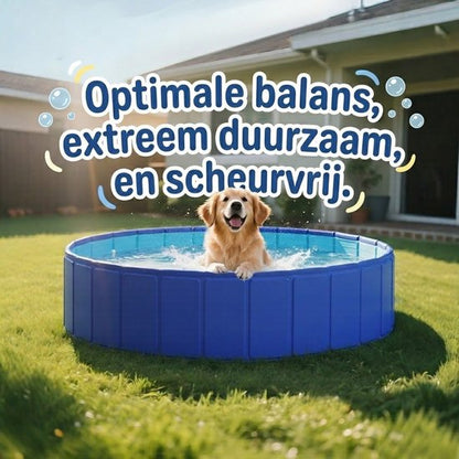 Opvouwbaar Hondenzwembad & Kinderzwembad - ⌀120x30 CM - 7-Laags Versterkt PVC - Kraswerend & Lekvrij - Inclusief Afvoerventiel - Voor Honden tot 90 kg - Stevig Hondenbadje en Peuterbad voor Buiten in de Tuin - Draagbaar Huisdierenzwembad