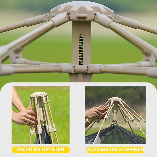 Pop-up Familietent met XXL Zonnescherm - 4-Persoons Koepeltent - Opzetten in 3 Seconden - Inclusief Voorluifel voor Extra Leefruimte - Waterdichte kampeertent - pop up tent voor Kamperen - festival tent + Draagtas - Wit