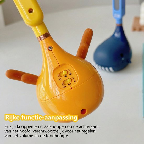 Elektrisch Muziekinstrument Walvis - Magische Speelgoed Gitaar & Synthesizer voor Kinderen - Zachte Siliconen Kop (Knijp & Glijspel) - USB Oplaadbaar - Educatief Muziekspeelgoed - Grappig muziekinstrument - Oranje