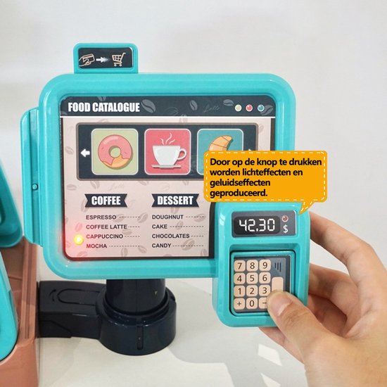 Speelset voor kinderen, 41pcs +, Koffiezetapparaat, Leren en Serveren Koffiemachine, Winkeltje Speelgeld met Licht & Geluid - Educatief Rollenspel - Interactief speelgoed - Keuken & Restaurant Verjaardag Cadeau voor Jongens & Meisjes 3 Jaar