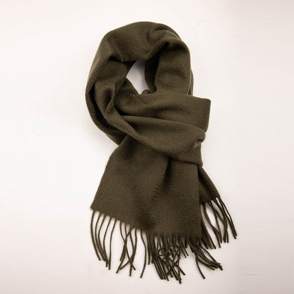 100% Cashmere Sjaal Dames - Zachte Kasjmier Wintersjaal in Chique Geschenkverpakking - Premium Kwaliteit met Waterrimpel Glans - Warm & Stijlvol - Verjaardag Cadeau voor Vrouwen - olijfgroen