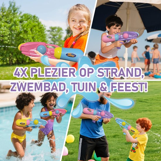 Waterpistool 33cm L - Water Pistool Extra Groot Reservoir - Lichtgewicht 100g - 4 Kleuren - ABS Waterspeelgoed voor Kinderen 3+ - Speelgoed Kinderen - Buitenspeelgoed - Tweekleurig Blauw en Geel