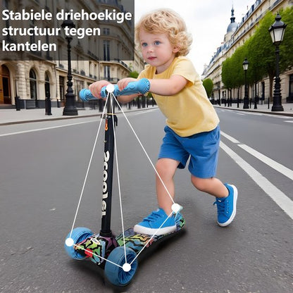Kinderstep - LED-wielen met flitsende verlichting - max 50kg - leeftijd 3+ - hoogte verstelbaar 61-83 cm (3 standen) Blauw