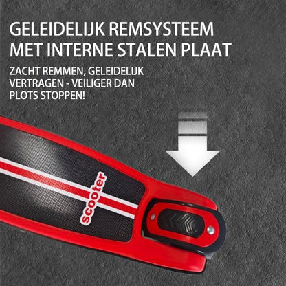Kinderstep - 3 Lichtgevende LED Wielen - Hoogte Verstelbaar - Jongens/Meisjes - 4 Hoogtes (60-75cm) - Step Eénknops Opvouwbaar - Geschikt voor 2-9 Jaar - Rood