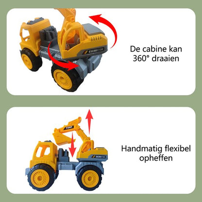 Betonmixer Graafmachine Speelgoed - Bouwvoertuig Speelgoed - Met Draaiende Trommel - Rollenspel Speelgoed voor 3 4 5 Jaar - Zandbak en Buitenspeelgoed