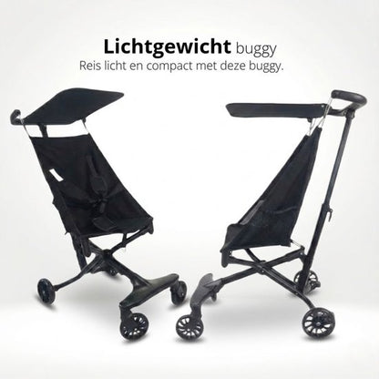Lichtgewicht Buggy & Reisbuggy - Compact inklapbaar Kinderwagen - Opvouwbaar Wandelwagen - Tot 30kg Draagkracht - Stabiel 4-Wiel Design & Anti-Schok - Ideaal voor Camping & Auto - Oersterk Aluminium Frame - Eenhands Inklapbaar - Zwart