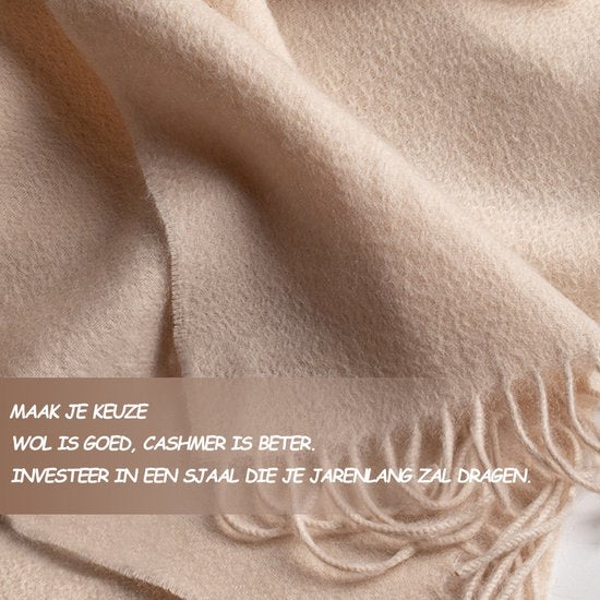 100% Cashmere Sjaal & Handschoenen Set - Winterset met Touchscreen Functie - In Chique Geschenkverpakking - Zacht Kasjmier - Verjaardag Cadeau voor Vrouwen - Melkachtig wit