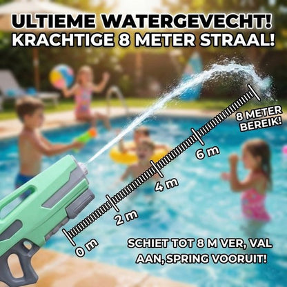 Waterpistool 54cm XL - 1200ml Grote Tank & 8m Schietbereik - Water Pistool- Watergeweer - Super Soaker - Duurzaam Waterspeelgoed voor Strand & Tuin - Buitenspeelgoed voor Kinderen & Volwassenen - 54×22×7cm - Groen, Grijs