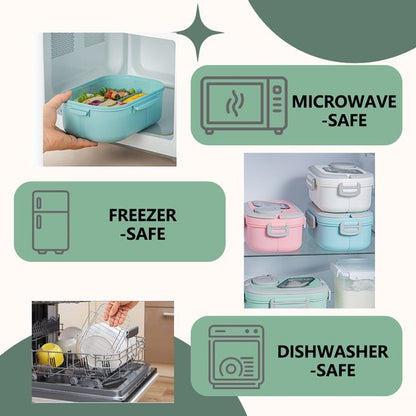 Lunchbox Set 1200+600ml voor Vaatwasser & Magnetronbestendig - Yoghurt en Muesli beker to go - broodtrommel met sausbox ‌en bestek‌ - Lunchpot met Isolerende Draagtas -Bento box voor volwassenen en kinderen‌ - Voor Werk, School, Picnic - Wit