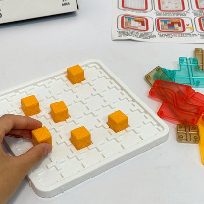 Reisspelletjes Kinderen - Educatief Logisch Denkspel voor Kinderen - Tetris Puzzel & Breinbreker - STEM Speelgoed voor Ruimtelijk Inzicht - Inclusief 14 Blokken & 6 Kubussen - Vakantie Vliegtuig / Auto - IQ Game voor 3, 4, 5, 6, 7, 8, 9+