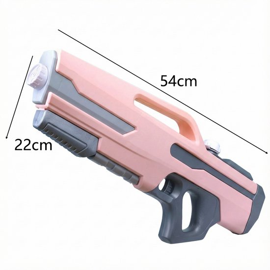 Waterpistool 54cm XL - 1200ml Grote Tank & 8m Schietbereik - Water Pistool- Watergeweer - Super Soaker - Duurzaam Waterspeelgoed voor Strand & Tuin - Buitenspeelgoed voor Kinderen & Volwassenen - 54×22×7cm - Roze, Grijs