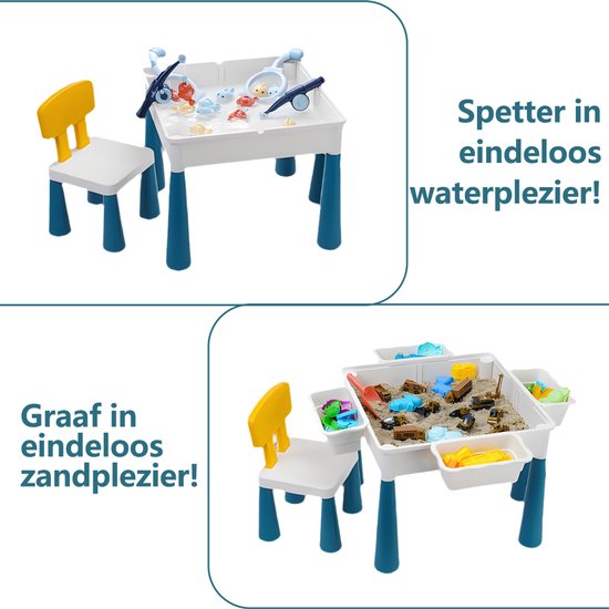 Kindertafel Met 1 Stoel + 4 Bakjes + 410 Bouwstenen - 2-in-1 Bouwtafel & Leertafel - Speeltafel Geschikt voor Lego® & Duplo® blokken - Blokken Tafel Kinderen - zandtafel - watertafel - Ideaal Cadeau voor Kerst & Verjaardagen - Groen