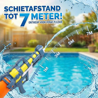 Waterpistool 62cm XL - 1300ml Grote Tank & 7m Schietbereik - Water Pistool- Watergeweer - Super Soaker - Duurzaam Waterspeelgoed voor Strand & Tuin - Buitenspeelgoed voor Kinderen & Volwassenen - 62*26*14cm - Blauw, Geel