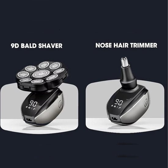 6-in-1 Scheerapparaat Mannen – Trimmer - Tondeuse - Gezicht en Hoofd Scheerapparaat - Schedel Scheerapparaat -Hoofd Kaal Scheren - Nat&Droog - Elektrisch - 10×Opzetstukken