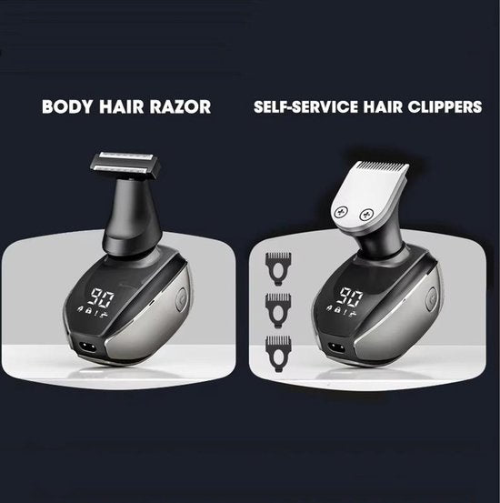 6-in-1 Scheerapparaat Mannen – Trimmer - Tondeuse - Gezicht en Hoofd Scheerapparaat - Schedel Scheerapparaat -Hoofd Kaal Scheren - Nat&Droog - Elektrisch - 10×Opzetstukken