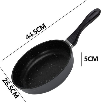Koekenpan Ø 26 cm - PFAS & PTFE vrij – Robuust Aluminium (Heavy Duty) – Marmerlook – Inductie, Elektrisch, Keramisch & Gas – Diep Model (5 cm) met Hoge Rand – Duurzame Anti-aanbaklaag – Graniet Effect Bakpan – Koudgreep – Universele Inductiepan