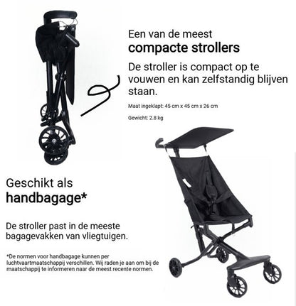 Lichtgewicht Buggy & Reisbuggy - Compact inklapbaar Kinderwagen - Opvouwbaar Wandelwagen - Tot 30kg Draagkracht - Stabiel 4-Wiel Design & Anti-Schok - Ideaal voor Camping & Auto - Oersterk Aluminium Frame - Eenhands Inklapbaar - Zwart