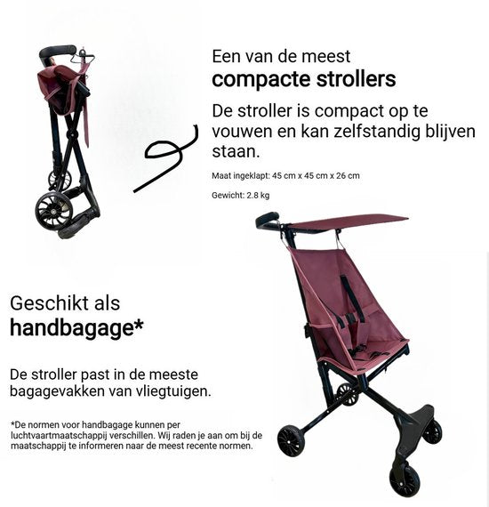 Lightweight Buggy & Travel Buggy - Compact Folding Pushchair - Foldable Stroller - Up to 30kg Load Capacity - Stable 4-Wheel Design & Anti-Shock - Ideal for Camping & Car - Extremely Strong Aluminum Frame - One-Hand Folding - Pink 