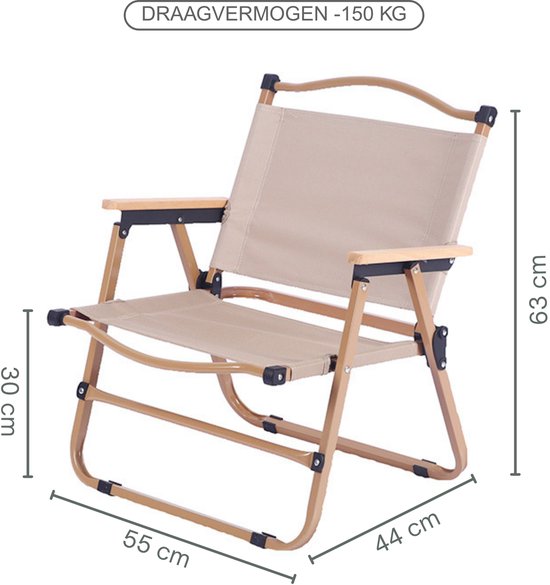 Campingstoel - Vouwstoel - Opvouwbaar Visstoel - Klapstoel met armleuningen - Lage Strandstoel - Compacte Visstoel - Lichtgewicht & Stevig tot 100kg - Zithoogte: 30cm - Ideaal voor Camping, Strand & Tuin - Khaki