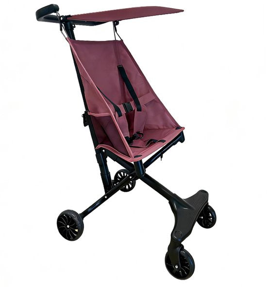 Lightweight Buggy & Travel Buggy - Compact Folding Pushchair - Foldable Stroller - Up to 30kg Load Capacity - Stable 4-Wheel Design & Anti-Shock - Ideal for Camping & Car - Extremely Strong Aluminum Frame - One-Hand Folding - Pink 