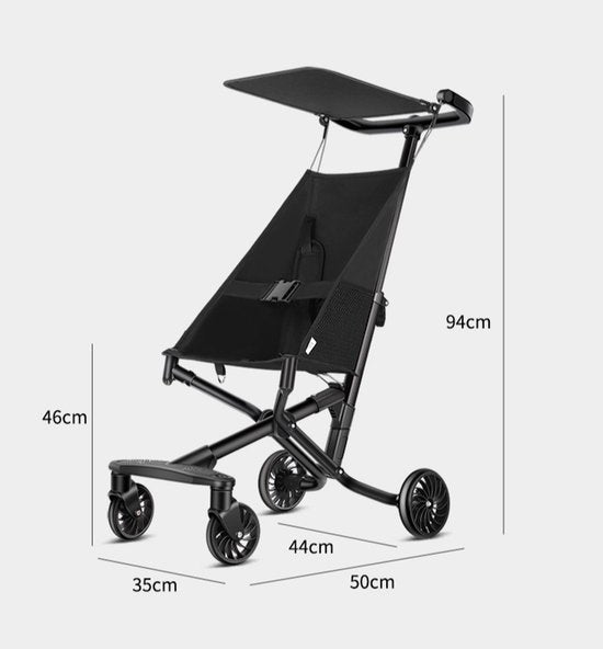 Lichtgewicht Buggy & Reisbuggy - Compact inklapbaar Kinderwagen - Opvouwbaar Wandelwagen - Tot 30kg Draagkracht - Stabiel 4-Wiel Design & Anti-Schok - Ideaal voor Camping & Auto - Oersterk Aluminium Frame - Eenhands Inklapbaar - Zwart