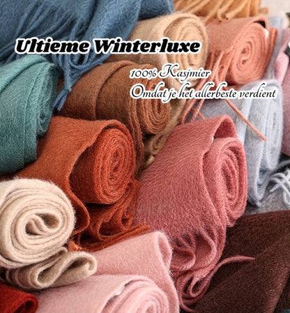 100% Cashmere Sjaal Dames - Zachte Kasjmier Wintersjaal in Chique Geschenkverpakking - Premium Kwaliteit met Waterrimpel Glans - Warm & Stijlvol - Verjaardag Cadeau voor Vrouwen - Heidegrijs