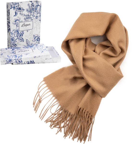 100% Cashmere Sjaal Dames - Zachte Kasjmier Wintersjaal in Chique Geschenkverpakking - Premium Kwaliteit met Waterrimpel Glans - Warm & Stijlvol - Verjaardag Cadeau voor Vrouwen - Melkwit