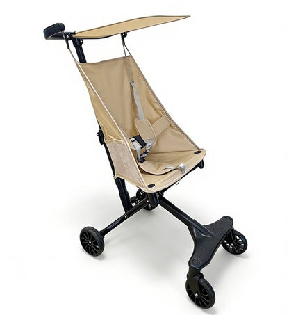 Lightweight Buggy & Travel Buggy - Compact Folding Pushchair - Foldable Stroller - Up to 30kg Load Capacity - Stable 4-Wheel Design & Anti-Shock - Ideal for Camping & Car - Extremely Strong Aluminum Frame - One-Hand Folding - Beige 