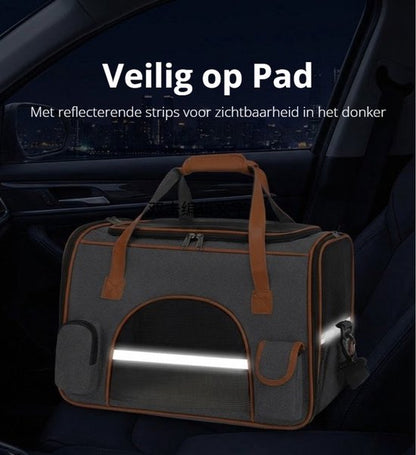 Draagtas Hond - Draagtas Kat - 50x30x30 cm - Reistas & Draagtas - Opvouwbare dieren draagtas - Schoudertas voor huisdieren - Opvouwbaar - Ventilerend - Tot 8kg - Met Veiligheidsriem & Reflectie - Geschikt voor Auto - Met Opbergvakken - Grijs