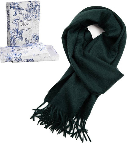 100% Cashmere Sjaal Dames - Zachte Kasjmier Wintersjaal in Chique Geschenkverpakking - Premium Kwaliteit met Waterrimpel Glans - Warm & Stijlvol - Verjaardag Cadeau voor Vrouwen - Donkergroen