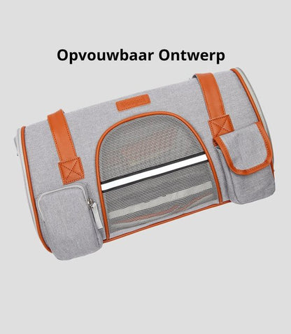 Draagtas Hond - Draagtas Kat - 50x30x30 cm - Reistas & Draagtas - Opvouwbare dieren draagtas - Schoudertas voor huisdieren - Opvouwbaar - Ventilerend - Tot 8kg - Met Veiligheidsriem & Reflectie - Geschikt voor Auto - Met Opbergvakken - Grijs