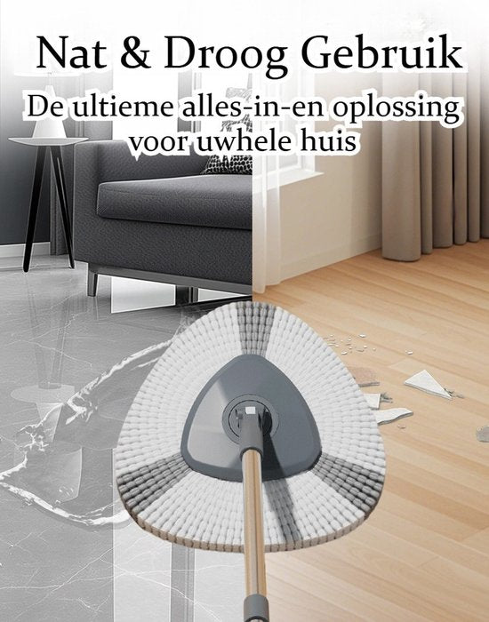 Roterend Mopsysteem met Voetpedaal - Mopset - Schoon & Vuil Water Scheiding - Dweilset met Emmer & 2 Microvezel Doeken - 180° Inklapbare Vloerwisser - RVS Steel (4-Delig) - Voor Alle Vloeren - Turbo Wringmechanisme - Ideaal tegen Huisdierharen & Stof