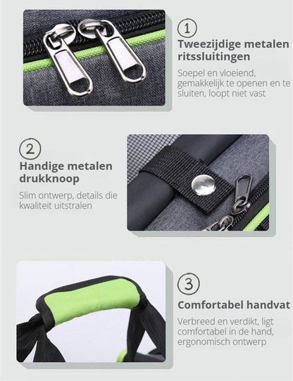 Grote Uitbreidbare Huisdier Reistas - 48x31x80 cm - Draagtas Hond - Draagtas Kat - Kattentas - Draagtas voor Katten & Kleine Honden - Tot 8kg - Opvouwbaar - Ventilerend - Met Bagageband & Schouderband - Met Opbergvakken - Groen
