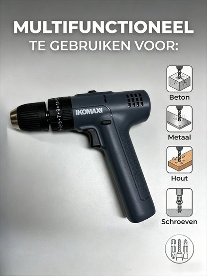 Gevulde Gereedschapskoffer - Accuboormachine Set in Koffer - Complete Gereedschapsset inclusief Handgereedschap en Borenset - 10mm - Type-C Oplaadbaar - Inclusief Schroevendraaiers, Tang en Accessoires - wit