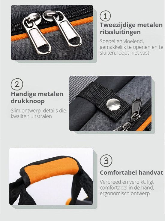 Grote Uitbreidbare Huisdier Reistas - 48x31x80 cm - Draagtas Hond - Draagtas Kat - Kattentas - Draagtas voor Katten & Kleine Honden - Tot 8kg - Opvouwbaar - Ventilerend - Met Bagageband & Schouderband - Met Opbergvakken - Oranje