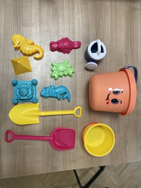 Sand Toys Set 11-Piece - Complete Beach Toys Set with Bucket, Shovel, Watering Can & Sand Molds - Beach/Sandbox Toys for Kids - Durable Plastic Sand Set - Sturdy Material - Orange 