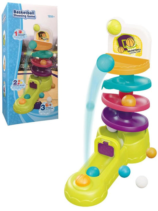 Interactieve Ballenbaan & Spiraaltoren - 3-in-1 Speelgoed met Lanceerder - Stapelen, Schieten & Rollen - Traint Oog-Handcoördinatie - Educatief Cadeau voor Peuters - Montessori speelgoed - Educatief Speelgoed - Speelgoed fijne motoriek - 18 maand+