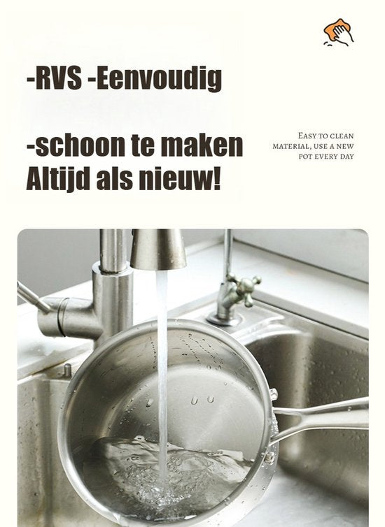 RVS Soeppan met Glazen Deksel - Ø 20 cm - Geschikt voor Inductie, Gas, Elektrisch & Keramisch - 100% PFAS-vrij - Vaatwasserbestendig - Hoogwaardig Roestvrij Staal - Koudgrepen & Sandwichbodem - Snelle Warmteverdeling - voor Soep, Pasta & Groenten