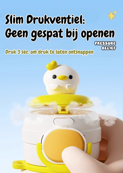 316 RVS Kinder Thermosfles & Kinderdrinkfles met Rietje en Drinktuit - 500ml Lekvrije Schoolbeker voor Meisjes & Jongens - 12u Warm/Koud Isoleerfles - BPA-Vrij & Food Grade - Ideaal Cadeau voor School, Sport & Onderweg - Met koord - konijnen