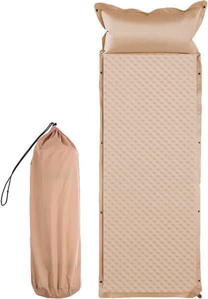 Zelfopblazende Slaapmat - 192x66 cm Extra Breed - 5 cm Dikte - Incl. Stofvrije Hoes - Comfortabe - Opvouwbaar Kamperen - Logeermatras - 1-Persoons - Kaki