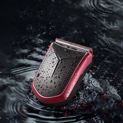 Tondeuse-All-in-One Precisietrimmer, Apparaat voor Gezicht en Hoofd-4 Lengtestanden (2-15 mm)-Waterdicht-Zelfslijpende Mesjes-Draadloos-Batterij Indicatie USB oplaadbare 120 min batterijduur (Rood)