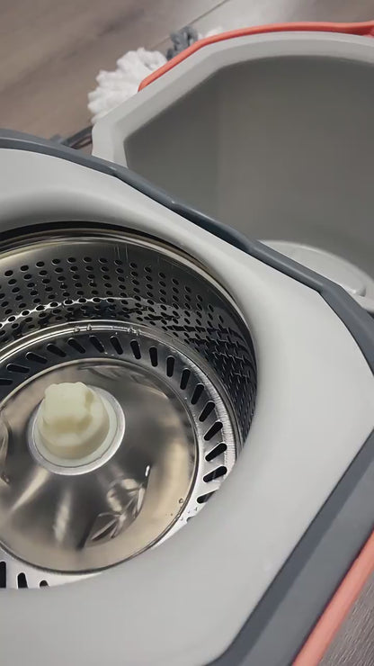 Roterend Mopsysteem met Voetpedaal - Dweil - Mopset - Schoon & Vuil Water Scheiding - Dweilset met Emmer & 2 Microvezel Doeken - 180° Inklapbare Vloerwisser - RVS Steel - Voor Alle Vloeren - Turbo Wringmechanisme - Ideaal tegen Huisdierharen & Stof