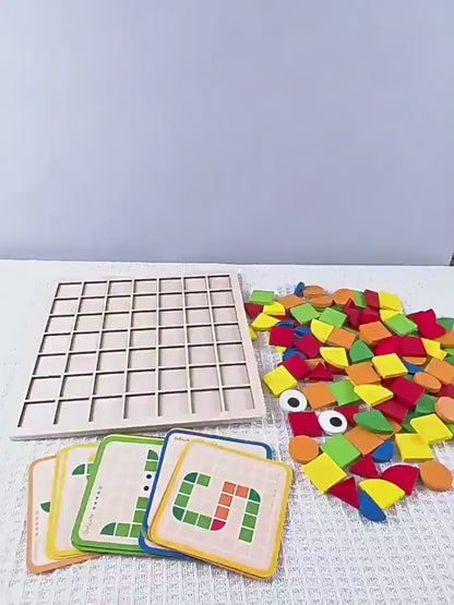 Houten Puzzel 120 stukjes voor Kinderen, Montessori Speelgoed met 20 Designkaarten, Educatief Spel voor 3 4 5 6 7 Jaar, Cadeau voor Jongens en Meisjes